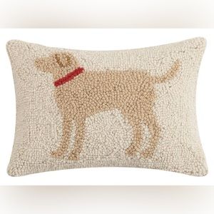 PEKING HANDICRAFT NWT light brown dog hook lumbar pillow -8x12